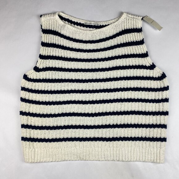 NWT Abercrombie & Fitch Sweater Tank Women's Size Large - Blue and Off White - Picture 3 of 13